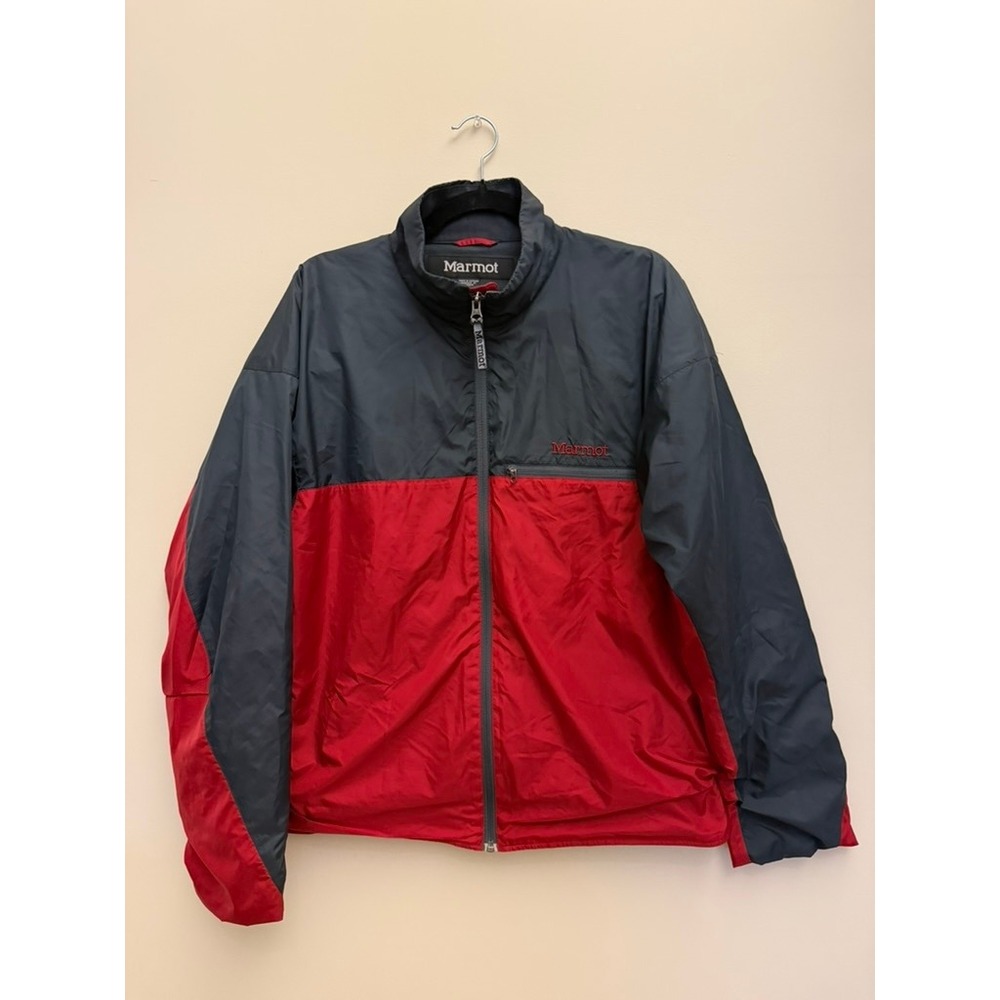 Marmot Mens Large Windbreaker Jacket Red Navy Blue Full Zip Outdoor Shell L